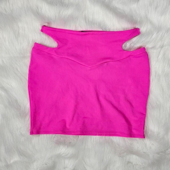 Club Exx Dresses & Skirts - Club Exx Mini Skirt Womens Small Neon Pink Excellent Cutout Rave Festival EDM